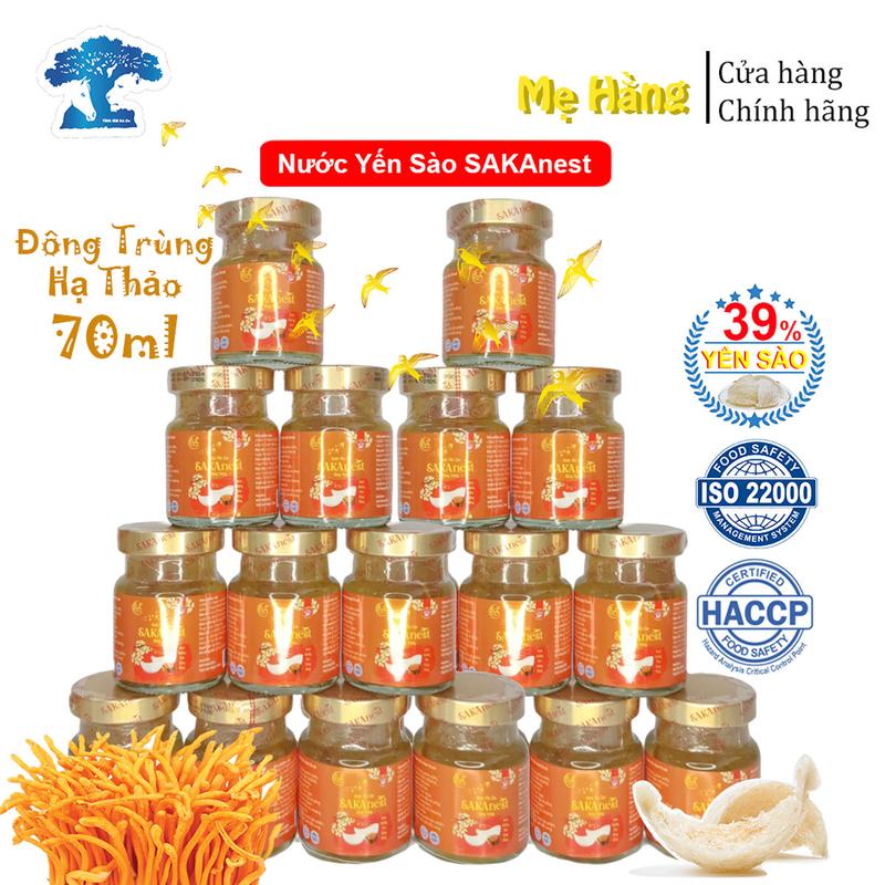 Combo 20 hủ Yến chưng Đông Trùng Hạ Thảo Sakanest 39% yến tươi 70ml khộng hộp