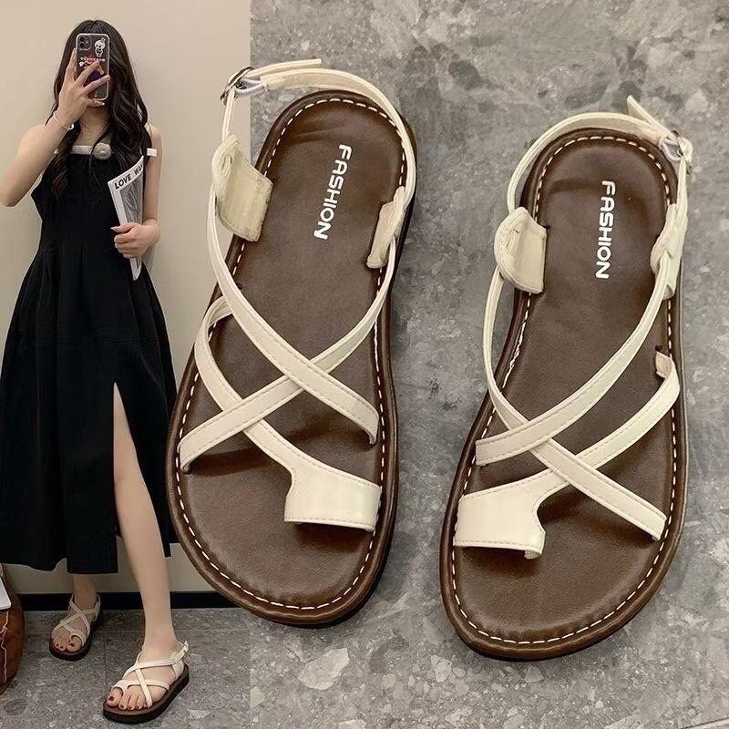 Dép Sandan Dây Che Ngón Chân Cái Quai Dây Chéo 2 Màu Đế Mềm - Moon shose - DéP, Shoes Quai Chéo nữ 0