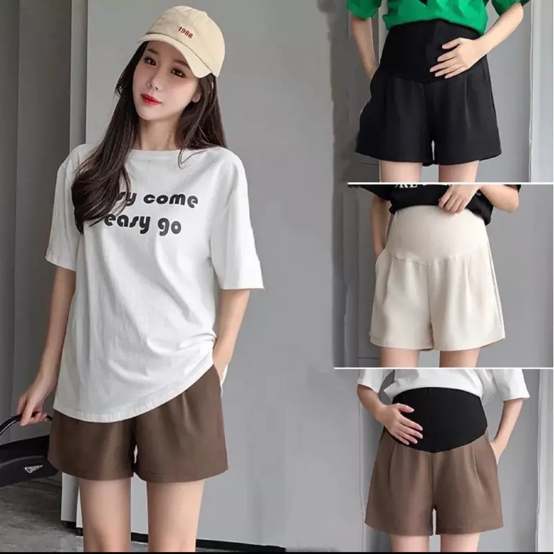 [Nhà Moom] Combo Quần đùi bầu, quần sooc bầu chất Rubi mềm mịn có chun điều chỉnh