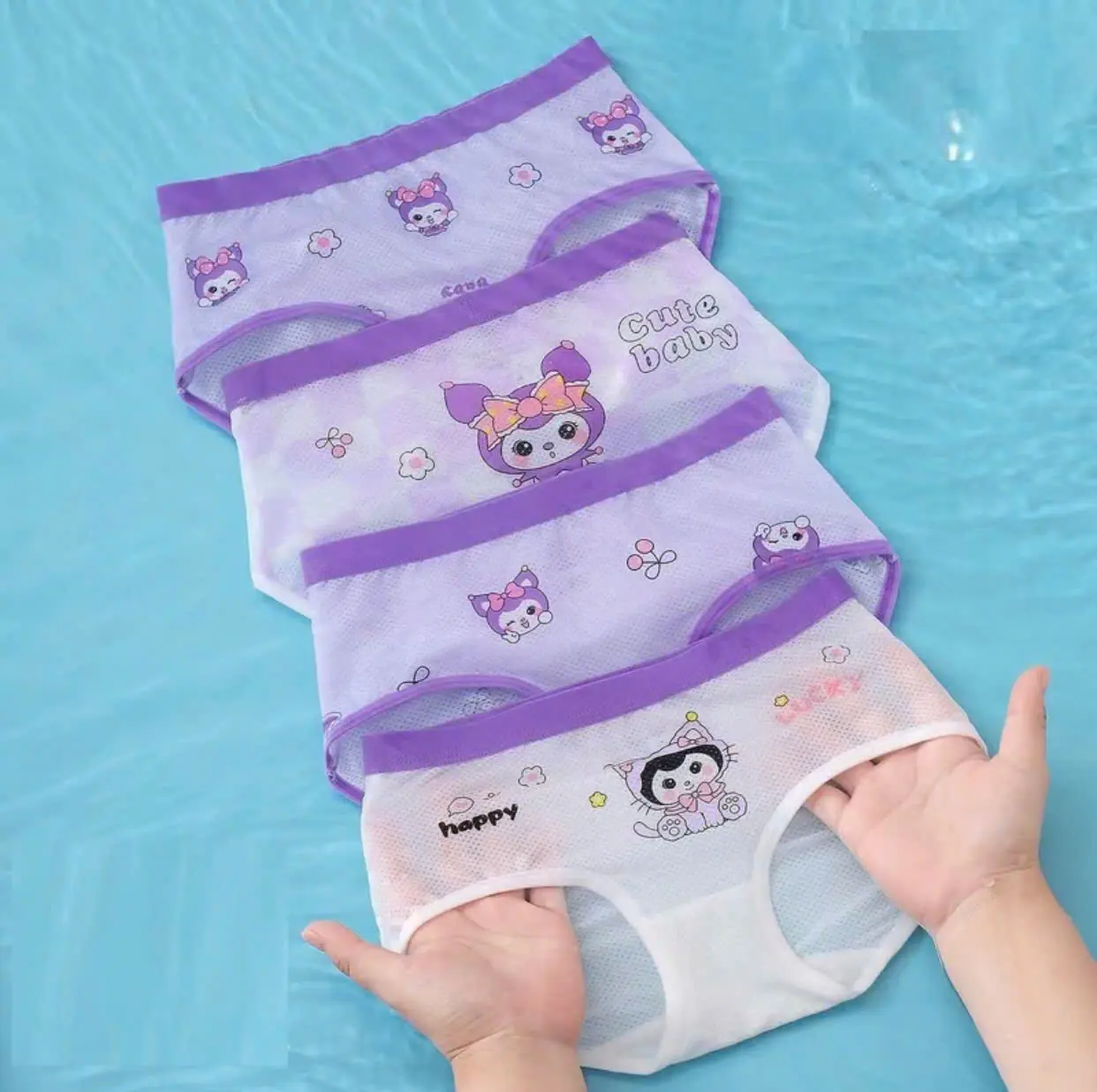 (T26)Combo 4 quần đùi chíp bé gái,quần lót bé gái,quần sịp đùi bé gái ,chất lưới lạnh thông hơi co giãn thông thoáng