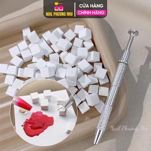 Mút Dặm Ombre Vuông 1.5x1.5cm Làm Nail  Kèm Cây Gắp Mút To, Combo 50 Miếng Kèm Bút, Hộp 100 Mút Nhỏ + Bút Nữ