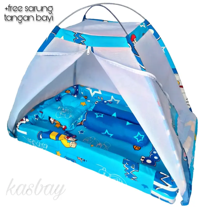 BEST-SELLER Kasur Bayi Kelambu / Tempat Tidur Bayi Kelambu Set Bantal Guling Free Sarung Tangan Bayi Nyamuk 3