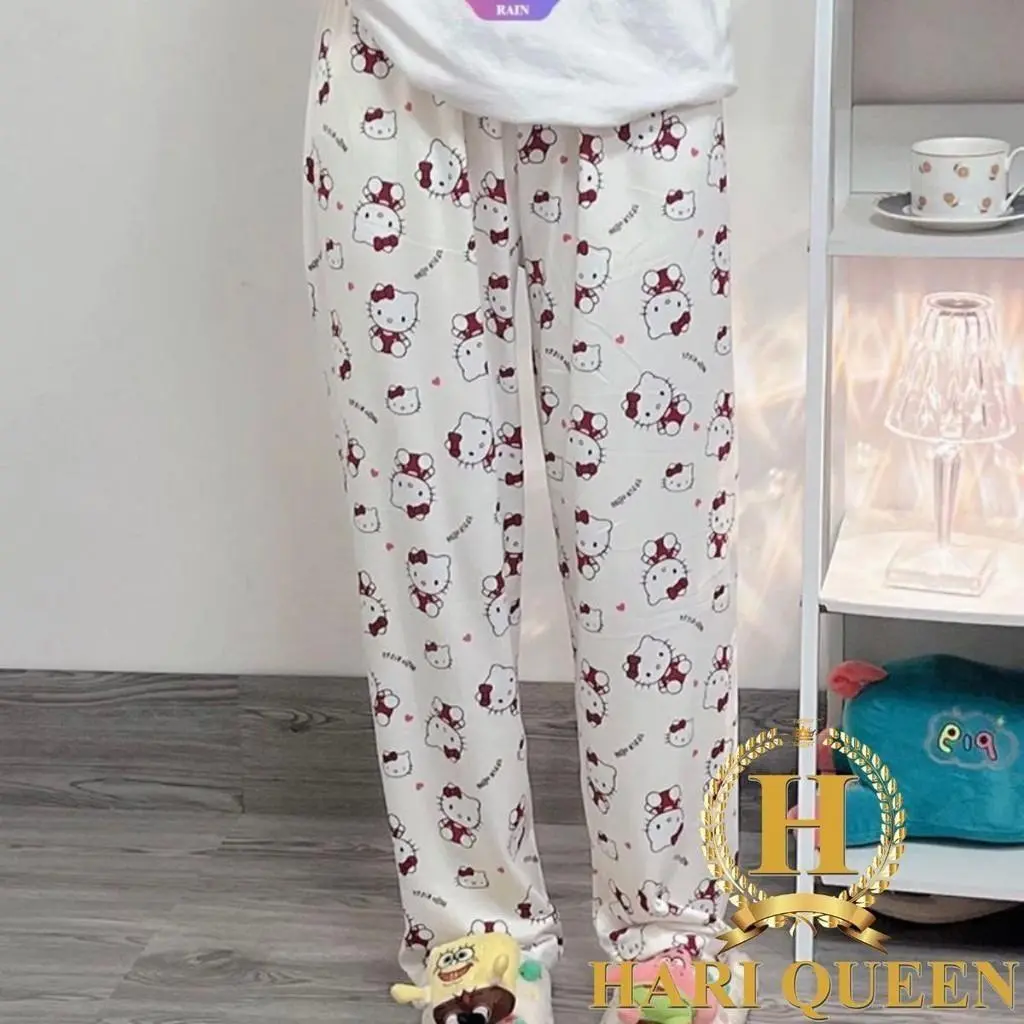 Quần Dài Mặc Nhà Hello Kitty Đáng Yêu Siêu Cute hoạt hình Dành Cho Nữ HARIQUEENFASHION Áo Women