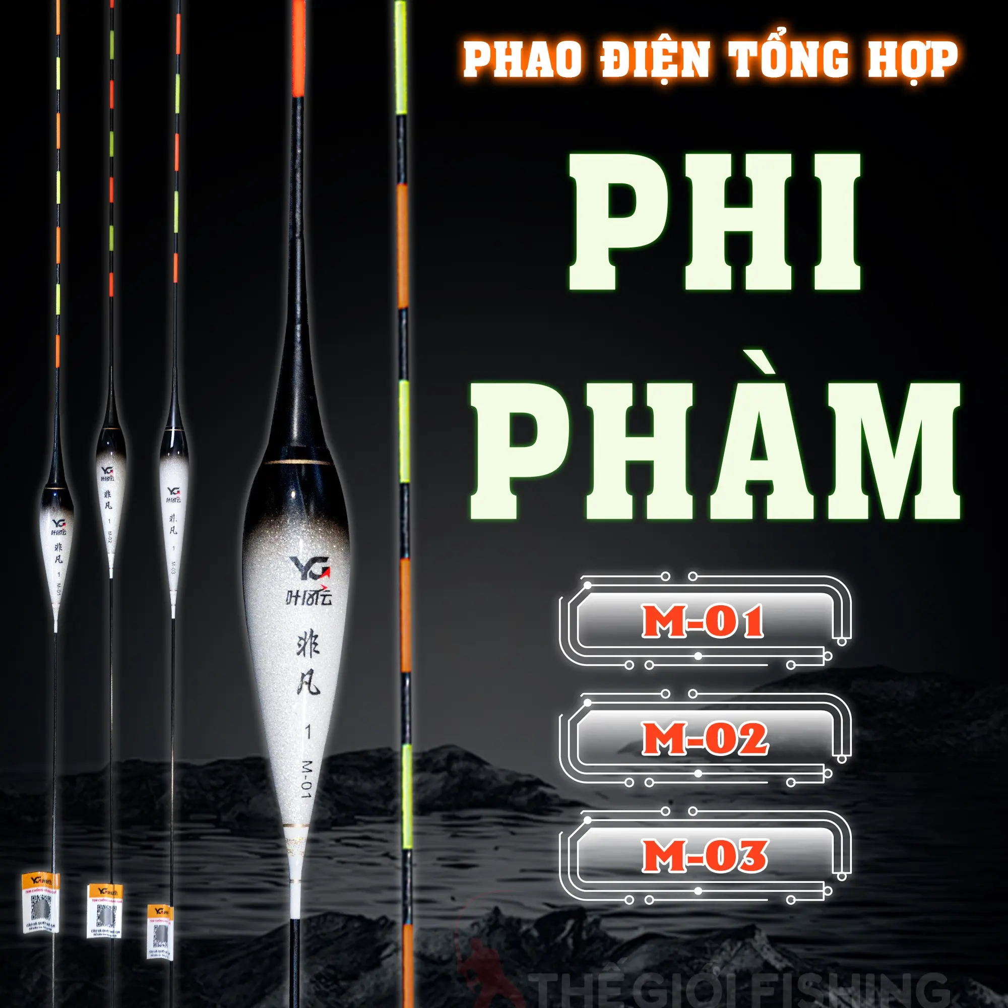 Phao điện tổng hợp YG M-03,M-02,M-01 thế hệ II tải chì từ 1,2 đến 4,1g thích hợp nhiều loại hình Câu Cá
