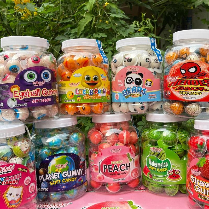 Kẹo Dẻo Có Nhân Hình Con Mắt - Dưa Hấu - Dâu - Vịt - Đào - Gấu trúc - Mèo -  Người Nhện - Hành Tinh