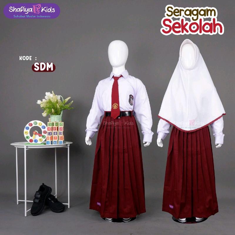 Shafiya kids Baju Seragam sekolah dasar setelan rok Merah Putih Anak ...