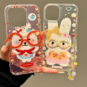 Niche Cute Chef Glasses Bear Compatible iPhone 16 Case Apple 15/14 Pro Max New 13