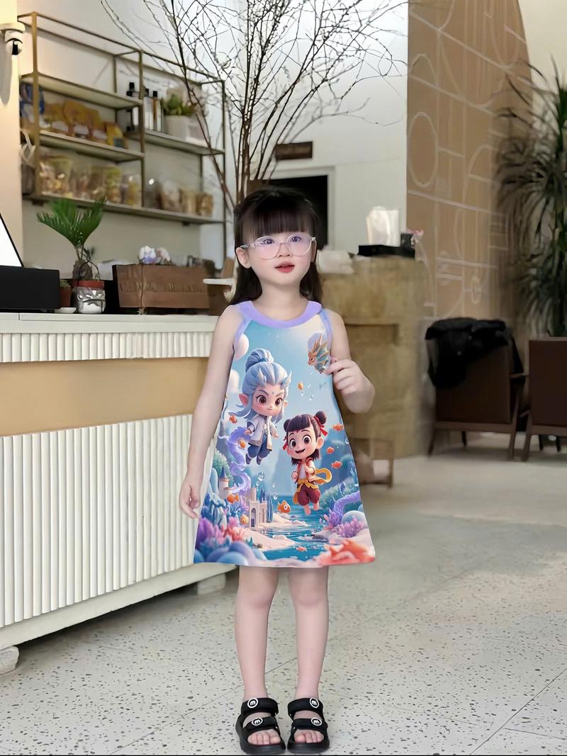 Product Introduction of (COMBO 2,4 BỘ) Váy Yếm  In Hình NATRA 5D Bé Gái  Dành Cho Bé Gái Size 9-44kg  Chất Liệu Thun  Mềm Mịn Thoáng Mát ,Mẫu Mới  Mùa Hè 2025 (MS TT3) 3