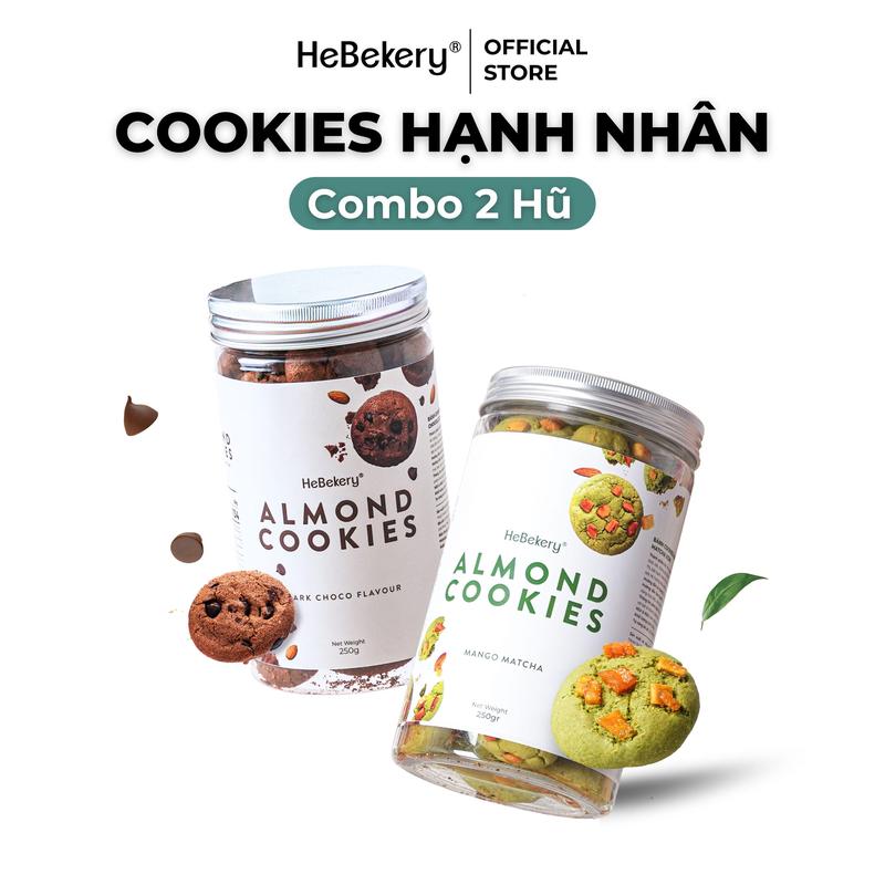 [COMBO TIẾT KIỆM] 2 Hũ Cookies Hạnh Nhân Nguyên Cám 4 Vị Dark Choco, Matcha Xoài, Phô Mai Nam Việt Quất, Cashew Cafe- Bánh Cookies HeBekery by HeBe - Snack Ăn Vặt Healthy Dinh Dưỡng Bánh Quy Socola Thức Ăn Food Chocolate