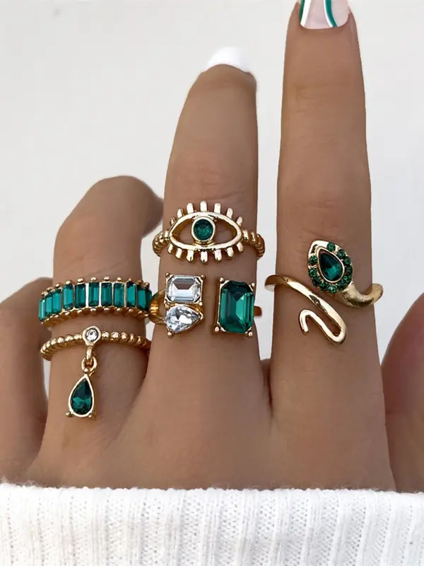 Vintage Snake & Eye Design Ring, Fashion Jewelry for Party, Daily Clothing Decor, Trendy All-match & Exquisite Jewelry for Birthday Gift 0