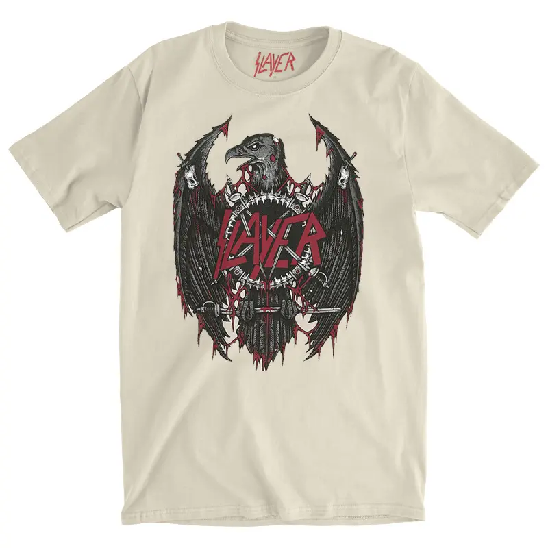 Short sleeve men's summer SLAYER Band rock punk heavy metal dark style men oversize pure American street 3DT shirt