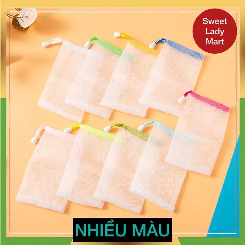 100 Túi Lưới Tạo Bọt Đựng Xà Phòng Mềm Mại Dày Dặn Tẩy Tế Bào Chết Size To 9.5cm*15cm Nhiều Màu Sắc SỈ TOÀN QUỐC (không phải loại size nhỏ, xơ thô cứng) 6