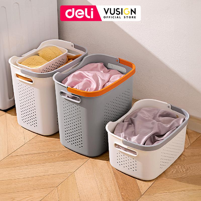 Giỏ Đựng Đồ Giặt, Giỏ Đựng Quần Áo Nhưa Có Quai Xách Chia 2 Ngăn Đựng Đồ Bẩn Nhựa Siêu Bền, Sọt Nhựa Đựng Đồ Rổ