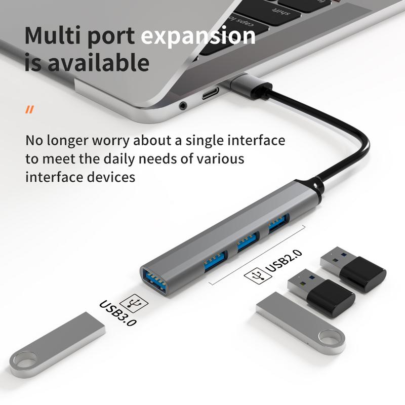 Bộ phân phối USB 3.0 tốc độ cao với 4 cổng, hỗ trợ cổng Type‑C và các cổng USB…