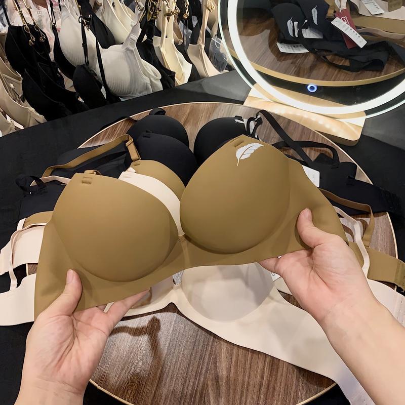  Áo ngực nữ su Lông Vũ Size 34-42   không gọng đệm bàn tay nâng Vòng 1   Áo Chính Phẩm L1   MAL033 Bra Women Kem 