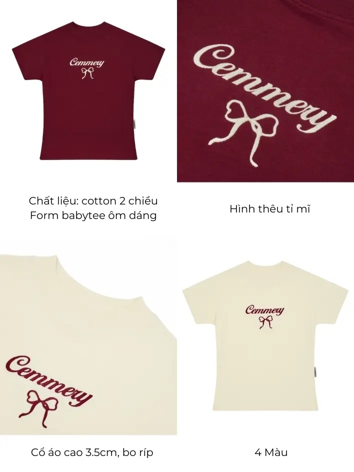 Áo Baby Tee CEMMERY Local Brand Chính Hãng Ribbon Baby Tee 2 Màu Cổ Cao Nữ Women Top Cổ Tròn | BigBuy360 - bigbuy360.vn Áo Baby Tee CEMMERY Local Brand Chính Hãng Ribbon Baby Tee 2 Màu Cổ Cao Nữ Women Top Cổ Tròn | BigBuy360 - bigbuy360.vn