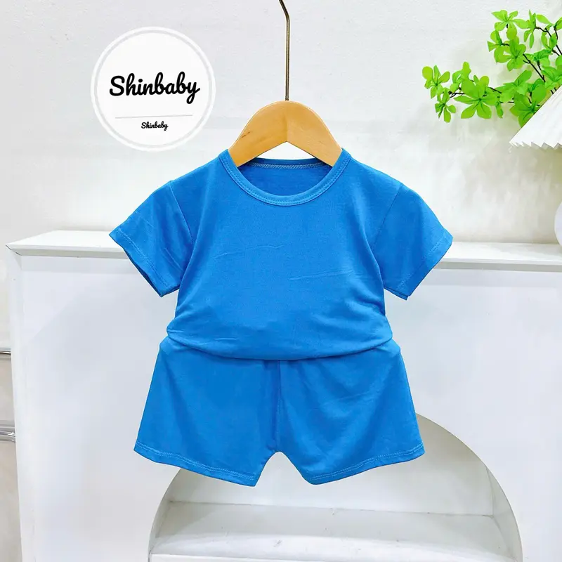 Set 5 Bộ Quần Áo Cộc Tay Thun Lạnh Mềm Mát Kiểu Trơn Đơn Giản Cho Bé Mặc Nhà, Mặc Đi Học, Đi Chơi bộ  thun  dothun  lanh 3