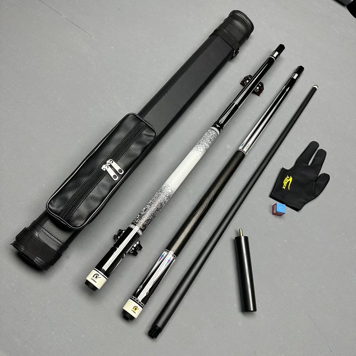 Cơ bida phủ carbon cao cấp Athena ( tặng kèm bao da găng lơ và nối chuôi) gậy bi-a lỗ cao cấp Athena
