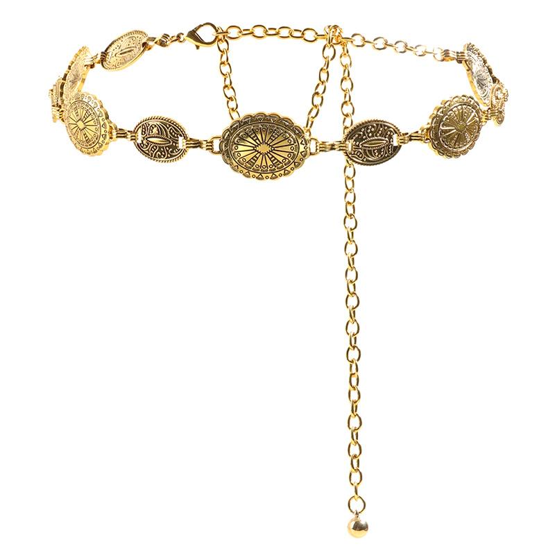 Product Introduction of Retro Style Women's Metal Waist Chain Adjustable Decorative Circle Carved Chain Belt High Style Accessories 27