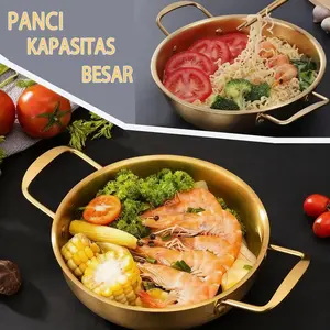 Paket Komplit 3in1 Panci Wajan Noodle Emas 18+20+22cm - Set Alat Masak Hemat untuk Keluarga