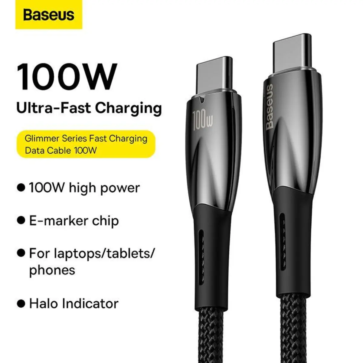 Cáp Sạc Nhanh Công Suất Cao Baseus Glimmer Series Fast Charging Data Cable Type-C to Type-C 100W Sạc Điện Thoại Phụ Kiện Sạc điện thoại Usb