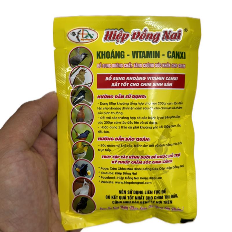 Gói khoáng vitamin cãnix hiệp đồng nai nuôi lông khoang cám chim