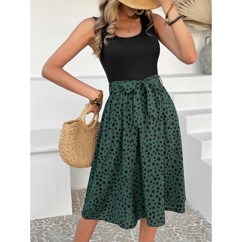 Fashion Elegant Polka Dot Split Joint Fold V Neck Waist Skirt Dresses Fashion Elegant Polka Dot Split Joint Fold V Neck Waist Skirt Dresses