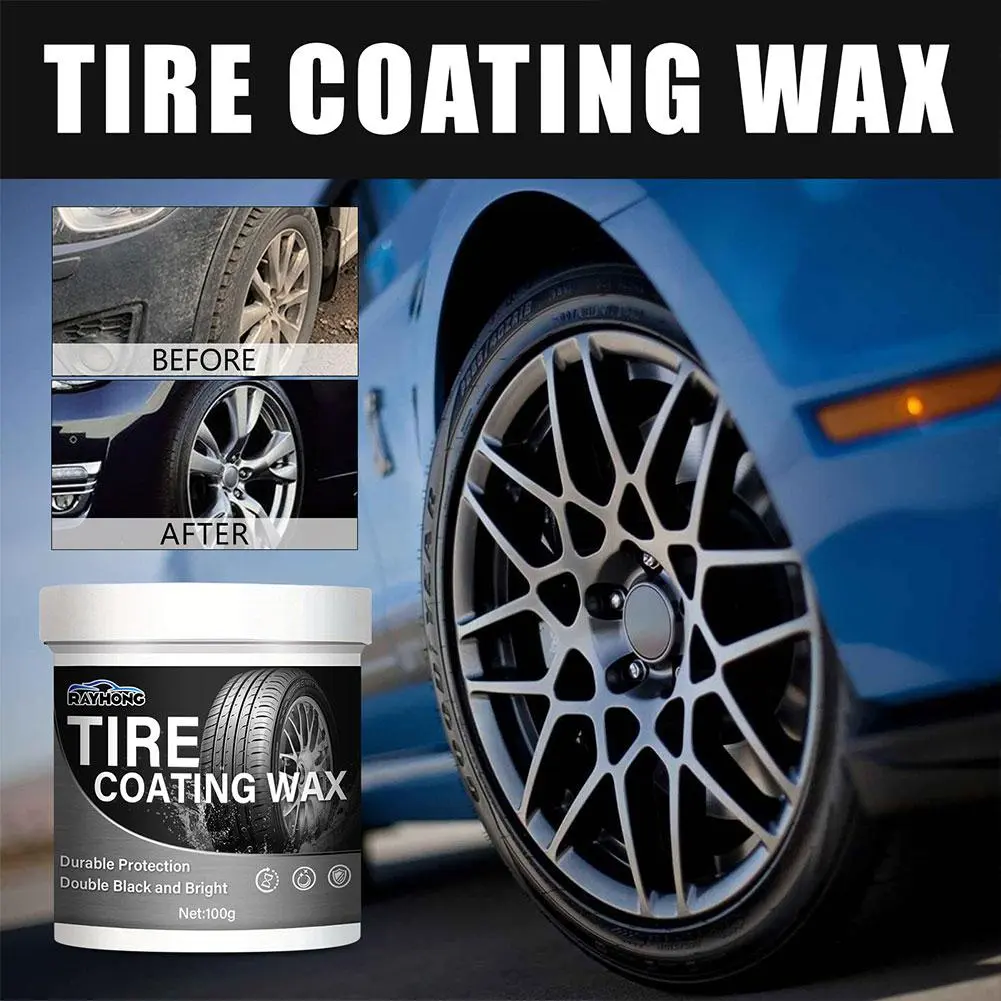 1pcs Tire Wax 100g Car Tire Brightener And Plating Cream Auto Rubber Parts Shiny Paste And Tire Brightener Glazing Protector For Car