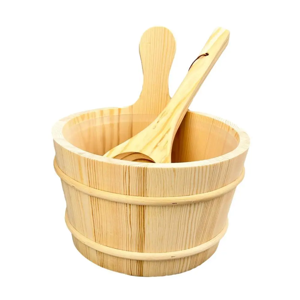 Wooden Sauna Barrel Hot Tub Barrel Portable 5 L Wear Resistant Bath Bucket Sturdy Bath Supplies for Bath Home Bathroom SPA Sauna