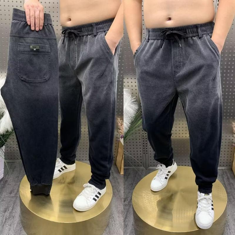 Quần jean đàn hồi thương hiệu thời trang nam quá khổ, quần ôm vừa vặn, eo đàn hồi, quần Harun quá khổ, quần ống rộng màu đen đa năng