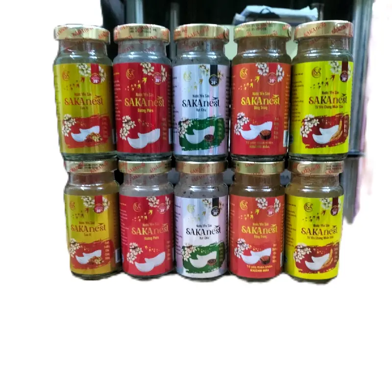 combo 10 lọ yến chưng 5 vị- đường phèn+Đông Trùng Hạ Thảo+Hạt Chia+Nhân Sâm+Tam Vị sakanest lợi ích sức khỏe : kiểm soát huyết áp sức khỏe cho tim mạch bồi dưỡng năng lượng tốt 3