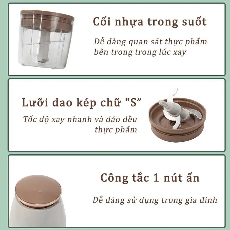 Máy xay đa năng Nhật Bản, xay thịt, xay cá, xay sinh tố, xay củ, hoa quả - máy xay cầm tay - 4 đầu lưỡi thép -  dung tích 750ml, đồ dùng bếp - máy xay thông minh - may nghiềm hiện đại -  may xay mini 4