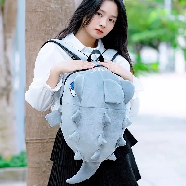Balo khủng long vải nhung mịn, size lớn nhiều màu, Backpack Đeo Vai ba lô cá sấu, ba lô trẻ em, ba lô người lớn dễ thương cute , đi học đi chơi đi phượt unisex chống xước on đẹ p cap sach thời_trang 3