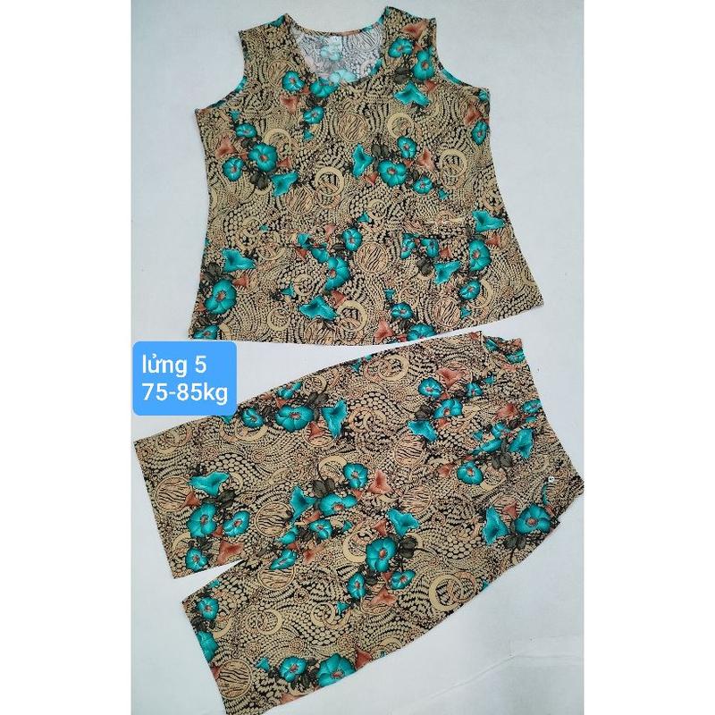 Product Introduction of [sát nách] Size 5 từ 75-85kg mẫu bộ lửng cho nữ vải thun lạnh, mặc nhà mát, phom to, co giãn {Áo Women Quần Ngủ} Nhung Voi 29