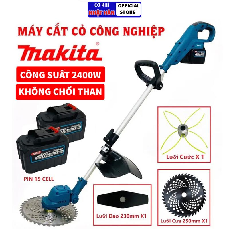 Máy cắt cỏ dùng pin MAKITA 40V KHÔNG CHỔI THAN, máy cắt cỏ công nghiệp, công suất 2400W, có lưỡi cước bảo hành 12 tháng máy  cắt