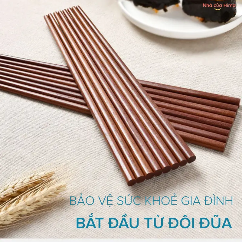 Combo 10 đôi đũa Gỗ Tự Nhiên Không Sơn Không Sáp Gỗ Đàn Hương Đỏ Kháng Khuẩn, Chống Nấm Mốc, Chống Trượt, Chống Nhiệt Độ Cao Nhà Bếp 3
