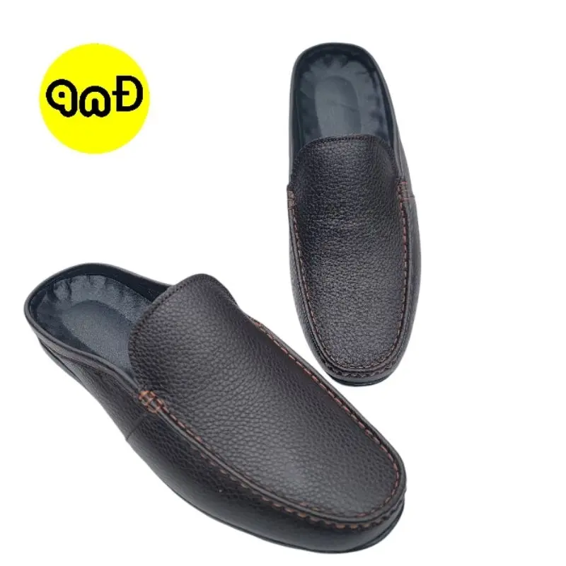 Giày SAPO nam Giày sục nam Giày hở gót nam da bò tấm hai lớp đế cao su có khâu A27