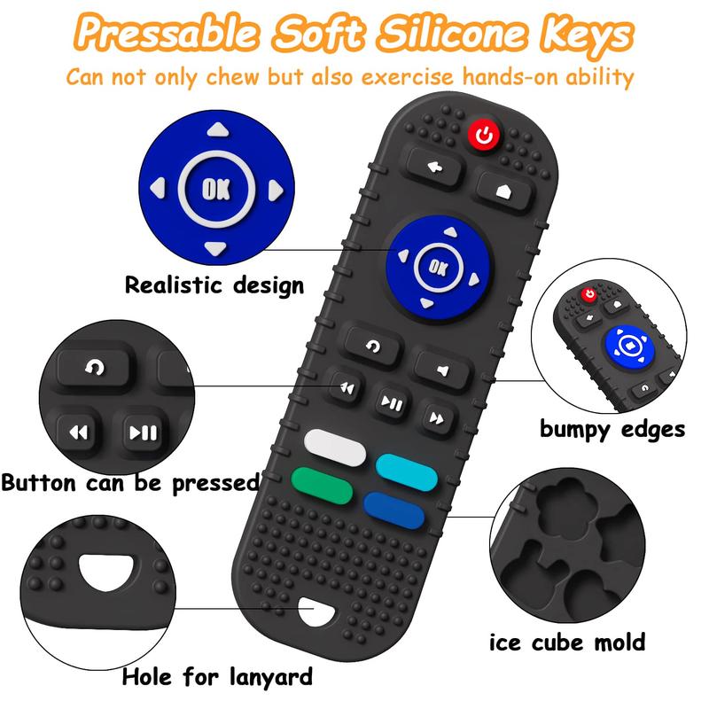 Product Introduction of New remote control baby teether, baby food grade silicone teether, anti-eating hand grinding baby teether pacifier  teeth 8