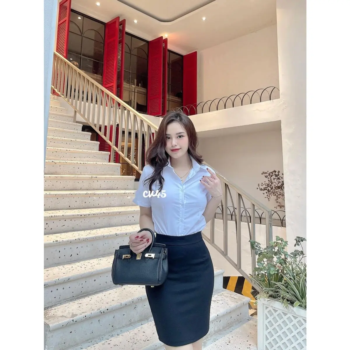Chân Váy Công Sở Dáng Bút Chì Có Túi Váy Bút Chì Ngắn Ôm Body, Cạp Cao, Xẻ Sau Chất Liệu Umi Co Giãn 4 Chiều