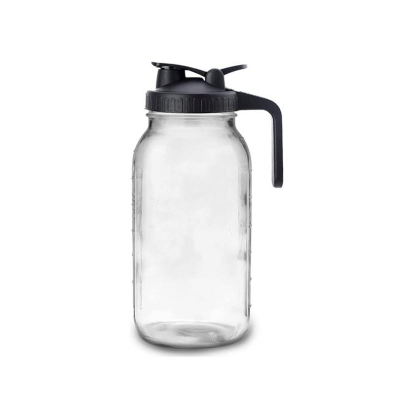 Jag kaca 64Oz dengan penutup, balang mulut lebar, jag air kalis bocor, untuk air, jus, susu, teh, kopi ais dan minuman 1