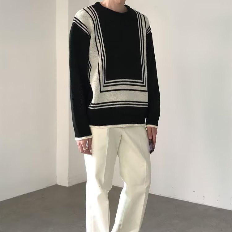 Áo Len Nam Cổ Tròn Phối Kẻ DYACI Kiểu Dáng Sweater Phong Cách Hàn Quốc AL66 Menswear Sọc 3