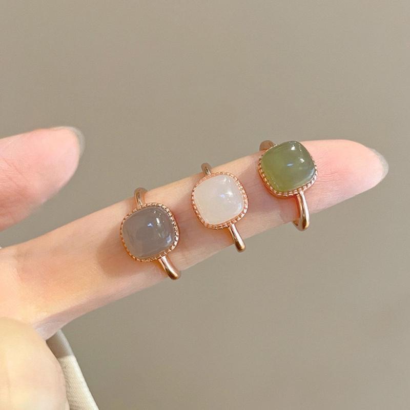 New Chinese Style Jade Ring, Female Niche Design, Fashionable Ring, Open Mouth Bracelet 1