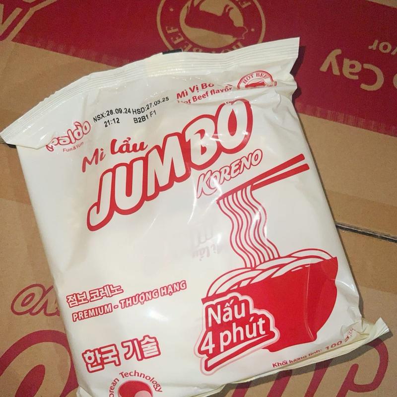 10 gói Mì Koreno Jumbo Hàn Quốc Bò Cay/Kim Chi Miến Vị Chua mì  gói