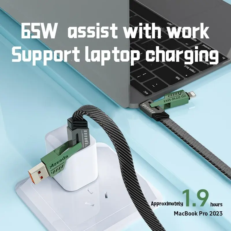 4 in 1 PD 65W Fast Charging Data Cable, Multifunctional Charging Cable Compatible with iPhone & Android, Universal Mobile Phone Accessories 7