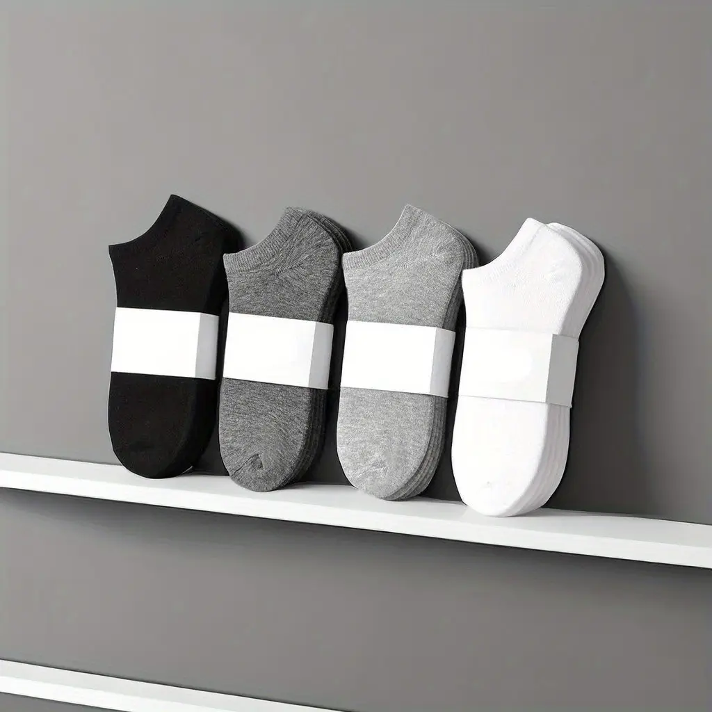Basic Style/5/10 Pairs of Low Cut Socks Boat Socks- and Breathable, Soft and  Fabric, Machine Washable, Black/Gray/White Daily Casual Wear, Labor Day & Thanksgiving Menswear Man