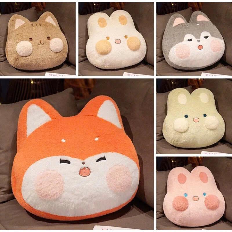 Thú Tròn Xù nhồi bông Gấu Bông Kèm Mền 1m1x1m6 Gấu Thỏ, cún, cáo, mèo Chất Liệu An Toàn Mềm Mịn 3 trong 1 Bộ Chăn Gối Văn Phòng Kiểu Dáng Xinh Xắn Tiện Lợi