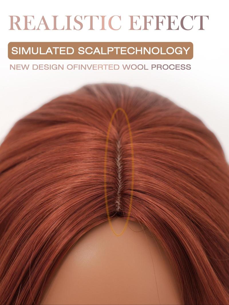 Product Introduction of 30 Inch Ginger Orange Long Wavy Wigs for Women, Gorgeous Fluffy Wigs without Bangs, Synthetic Full Machine Wigs for Party, Daily Use 7