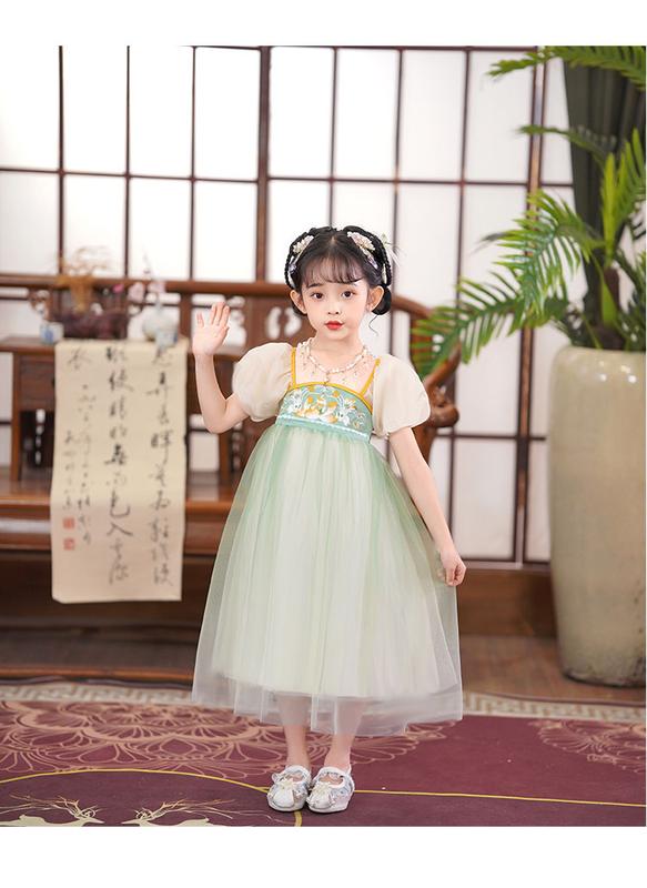 Product Introduction of Children's Clothing Girls' Summer Ancient Chinese Clothing Dress 2024 New Children's Little Girl Fashion Baby Chinese Style Dress 10