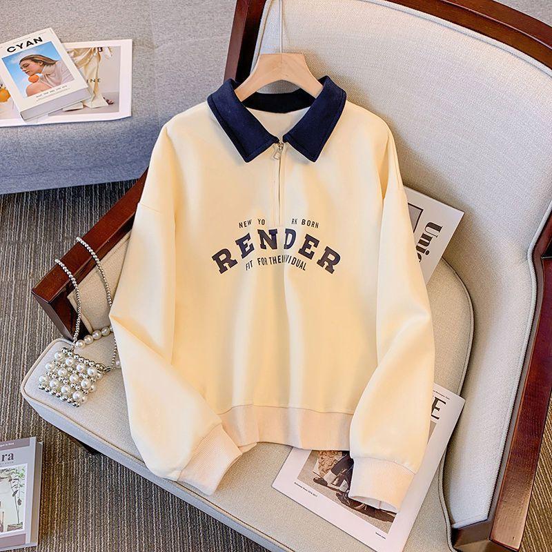 Product Introduction of Polo Collar Sweater for Women 2024 Spring and Autumn New Color Matching Long-Sleeved Thin Sweater Female Students Jacket Female 47