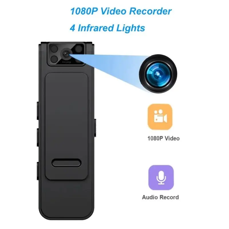 Máy ảnh mini, Máy ghi âm Video, Độ phân giải HD 1080P, Thích hợp cho các cuộc họp, thể thao ngoài trời, ghi vòng lặp, với kẹp từ tính, máy ảnh xe đạp